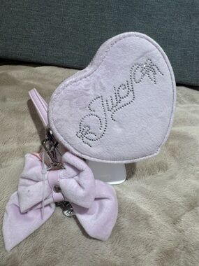 Juicy Couture lavender Heart Wristlet with Script Lining & Bow with Charm